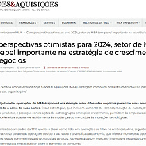 Com perspectivas otimistas para 2024, setor de M&A tem papel importante na estratgia de crescimento dos negcios